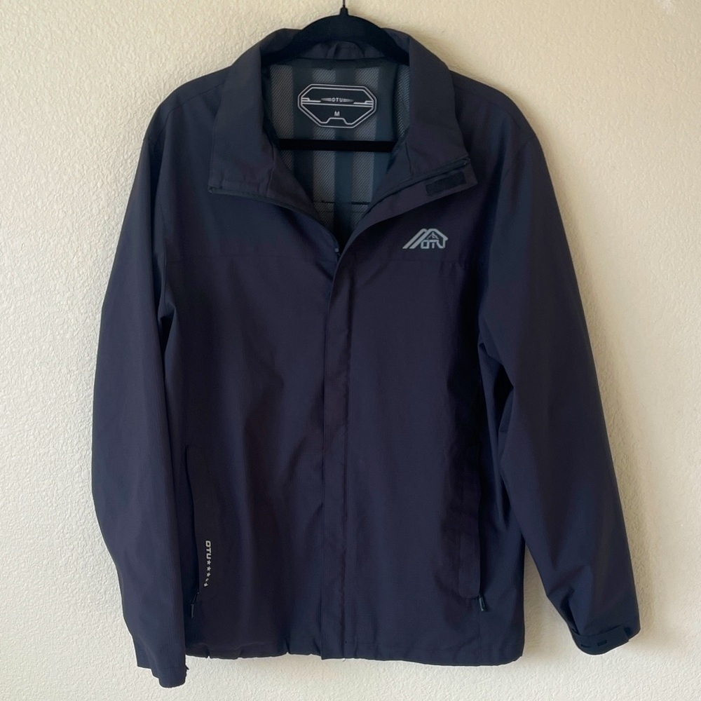 OTU Waterproof Ripstop Jacket Windbreaker Men’s M Breathable Black Sport Coat